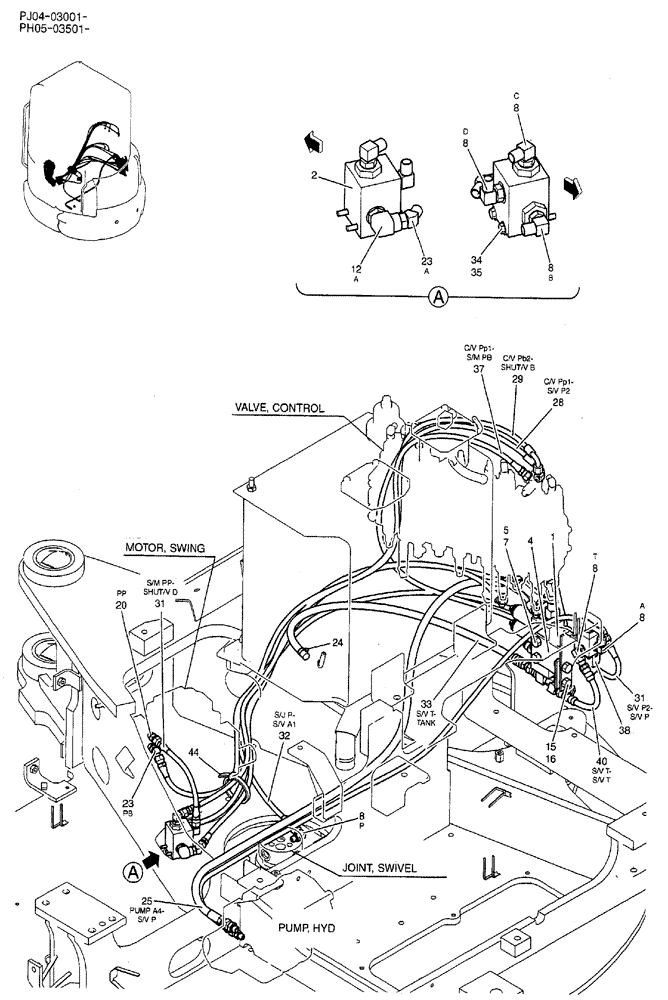 Схема запчастей Case CX50B - (06-003) - CONTROL LINES, REMOTE (COOLER) P/N PH64H00041F1 OPTIONAL PARTS