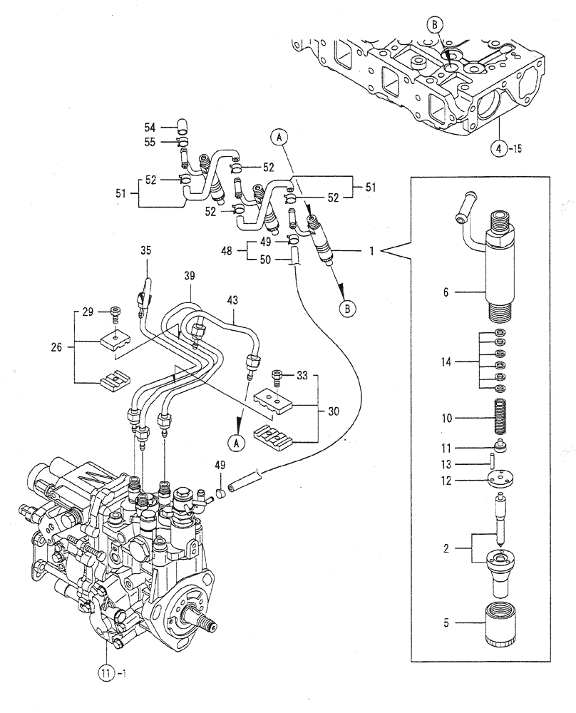 Схема запчастей Case CX27B PV13 - (08-012) - FUEL INJECTION VALVE ENGINE COMPONENTS