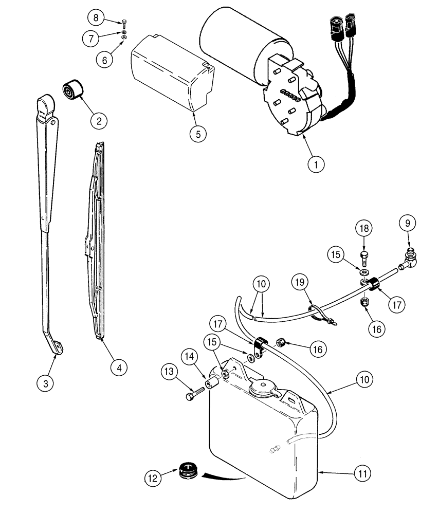 Схема запчастей Case 1150H - (04-23) - WINDSHIELD WASHER - WIPER, FRONT (04) - ELECTRICAL SYSTEMS