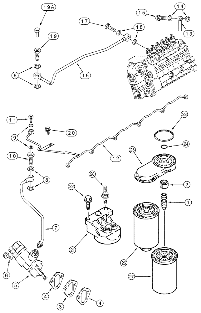 Схема запчастей Case 850H - (03-08) - FUEL FILTER - PUMP, TRANSFER, 6T-590 EMISSIONS CERTIFIED ENGINE (03) - FUEL SYSTEM