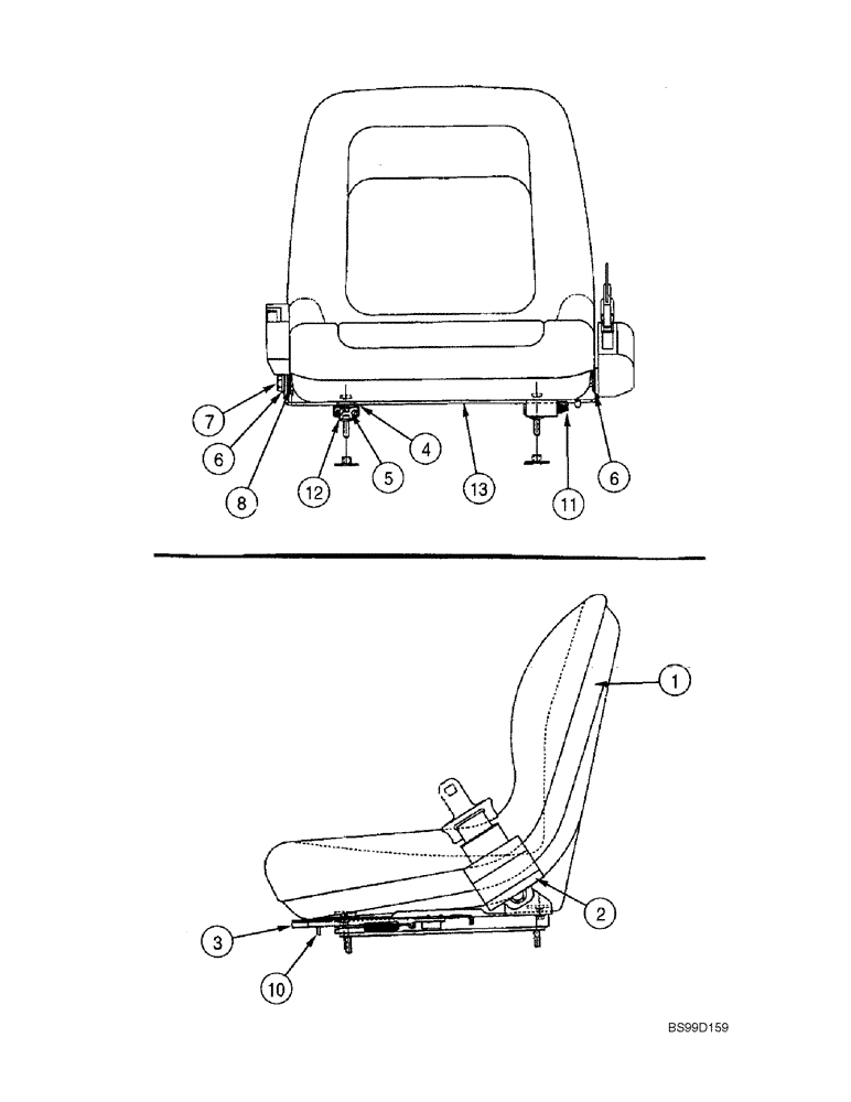 Схема запчастей Case 688G - (9-10) - STANDARD SEAT COMPONENTS (09) - CHASSIS/ATTACHMENTS