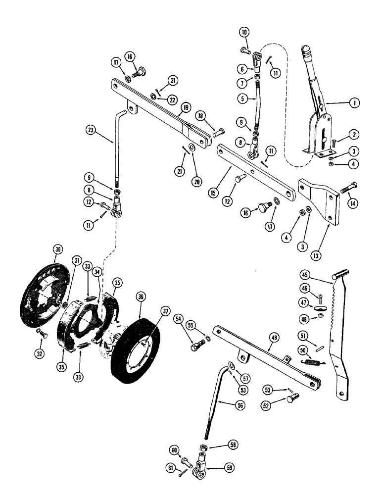 Схема запчастей Case W10 - (092) - PARKING BRAKE OVER CENTER LEVEL (06) - POWER TRAIN