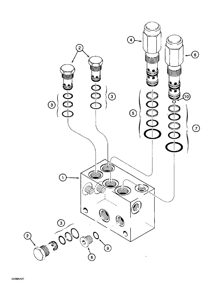 Схема запчастей Case 721B - (8-092) - PRESSURE REDUCING VALVE - 108525A1 (08) - HYDRAULICS