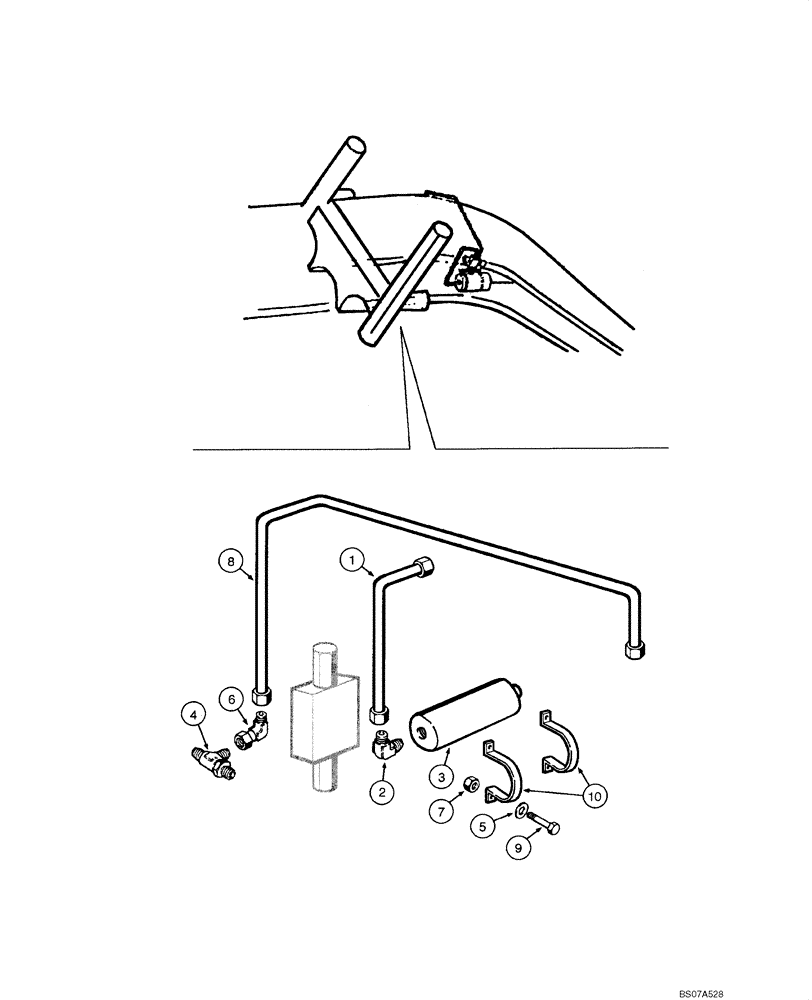 Схема запчастей Case 885 - (08.08[00]) - BLADE HYDRAULIC CIRCUIT - SIDE SHIFT ACCUMULATOR (OPTIONAL) (08) - HYDRAULICS