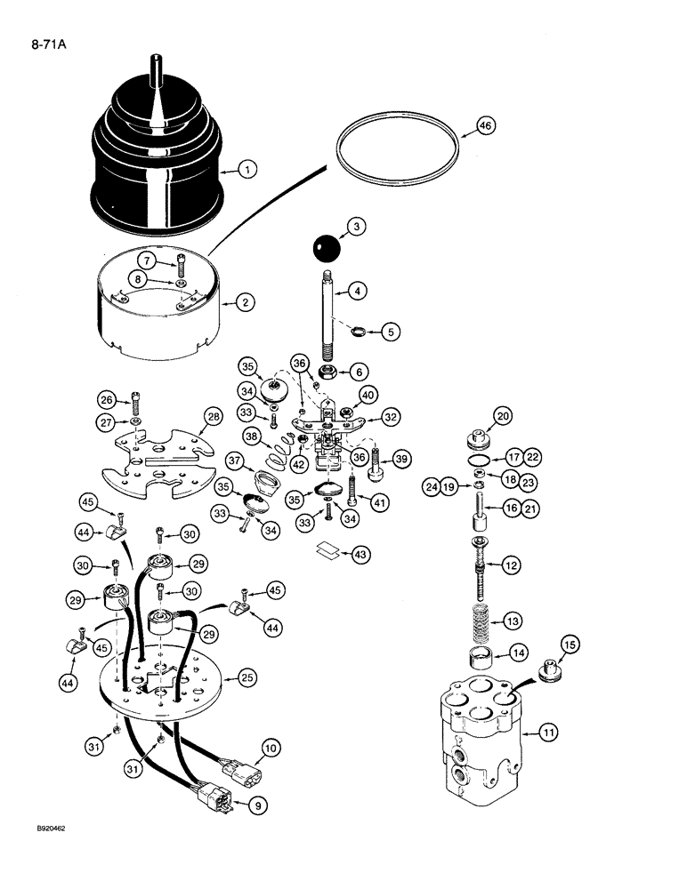 Схема запчастей Case 721 - (8-71A) - SINGLE LEVER REMOTE CONTROL VALVE - 107390A1 (08) - HYDRAULICS