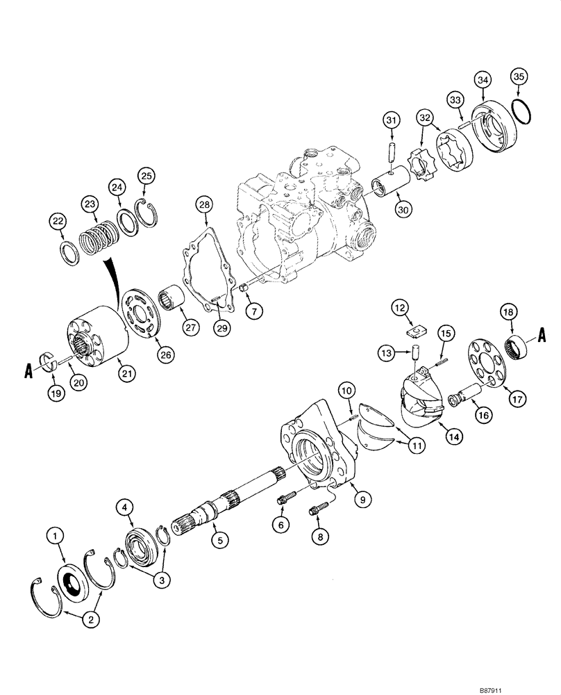 Схема запчастей Case 1840 - (06-07E) - TANDEM PUMP ASSEMBLY, REAR DRIVE PUMP, - JAF0119226 (06) - POWER TRAIN