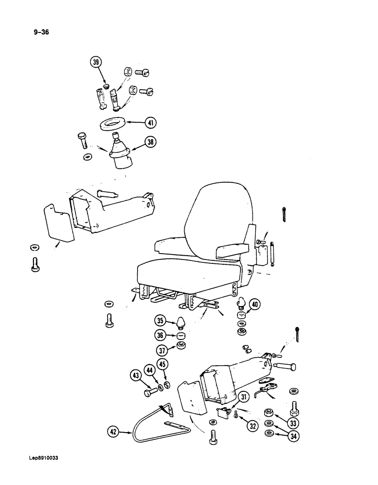 Схема запчастей Case 125B - (9-036) - HAND CONTROL VALVE CONSOLES, P.I.N. 74251 THROUGH 74870 (09) - CHASSIS