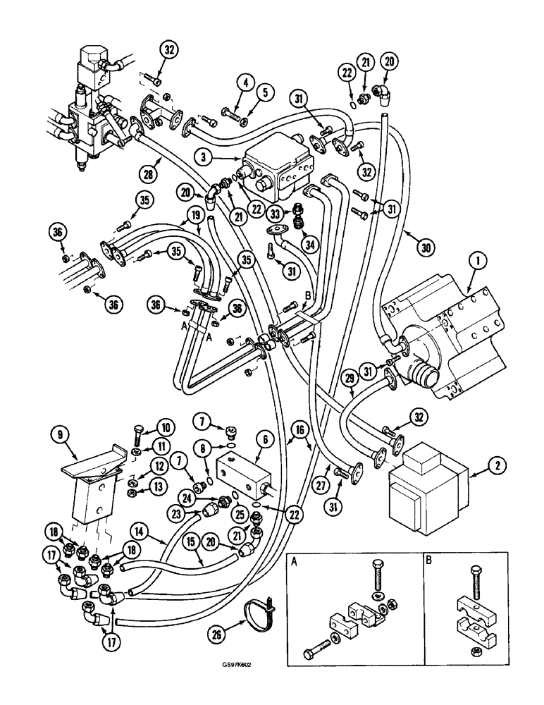 Схема запчастей Case 220B - (8-082) - HYDRAULIC CIRCUIT FOR OPTIONS, P.I.N. 74510 THROUGH 74569 (08) - HYDRAULICS