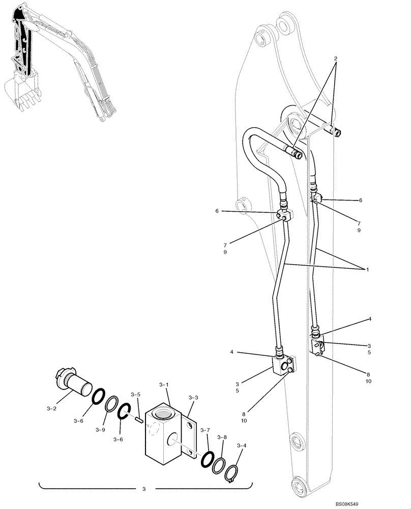 Схема запчастей Case CX50B - (05-029) - HYDRAULIC LINES, ARM 1.87M, (6FT 2 IN) (NIBBLER & BREAKER) (PY43H01018P1) OPTIONAL PARTS