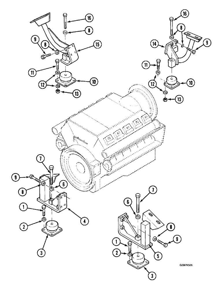 Схема запчастей Case 220B - (2-09) - ENGINE MOUNTING AND ADAPTING PARTS, P.I.N. 03217 AND AFTER (02) - ENGINE