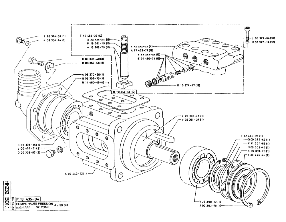 Схема запчастей Case 220B - (HK232 B01.1) - HIGH PRESSURE PUMP - 4 X 58 SH (07) - HYDRAULIC SYSTEM