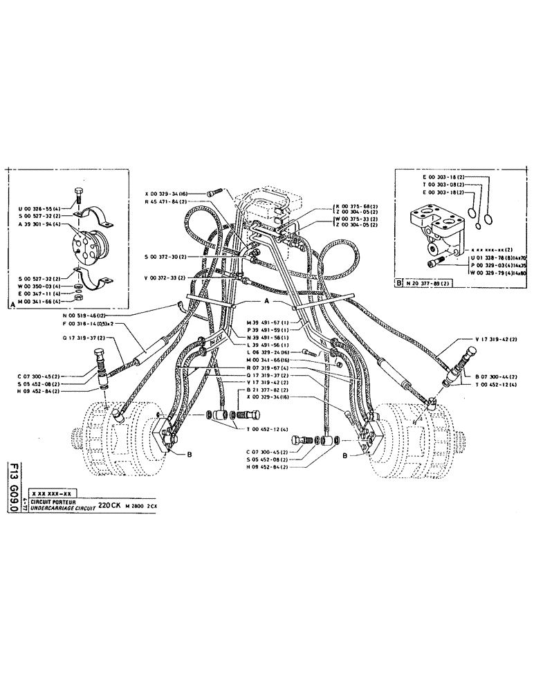 Схема запчастей Case 220 - (113) - UNDERCARRIAGE CIRCUIT (07) - HYDRAULIC SYSTEM