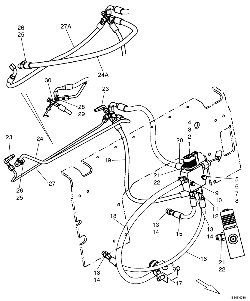 Схема запчастей Case 450 - (07-01) - BRAKE SYSTEM - HYDRAULIC (450 WITH SPLIT PUMP CONFIGURATION) (07) - BRAKES