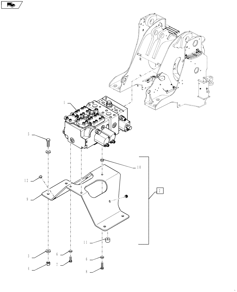 Схема запчастей Case 1021F - (35.135.02) - VALVE INSTALLATION - 3 FUNCTION / 4 SPOOLS (35) - HYDRAULIC SYSTEMS