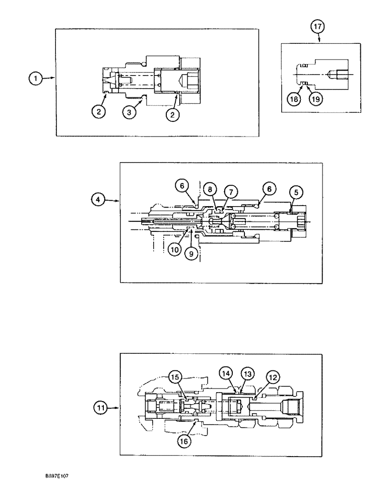 Схема запчастей Case 9020B - (8-122) - CONTROL VALVE, WORKING CIRCUIT AND MAIN RELIEF VALVES (08) - HYDRAULICS