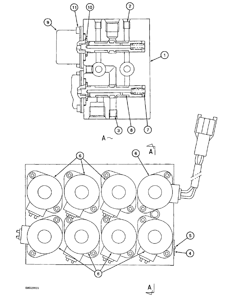 Схема запчастей Case 9020B - (8-124) - PILOT CONTROL SOLENOID VALVE (08) - HYDRAULICS