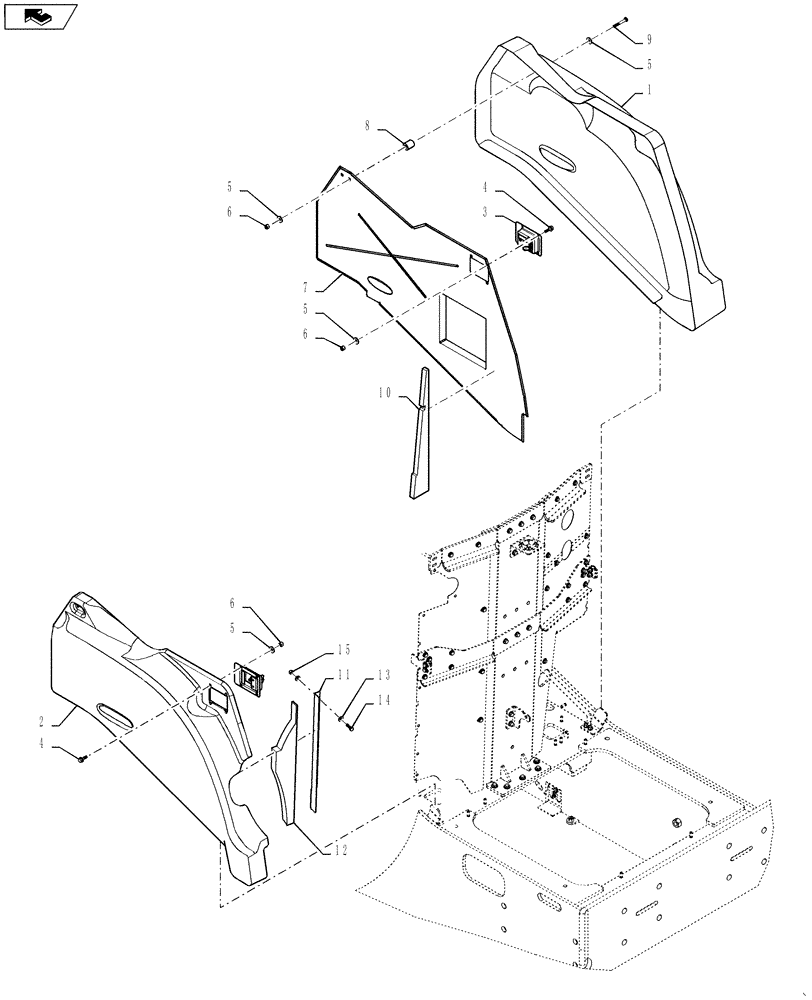 Схема запчастей Case 1121F - (90.119.01) - HOOD PANEL WHEEL WELL STANDARD (90) - PLATFORM, CAB, BODYWORK AND DECALS