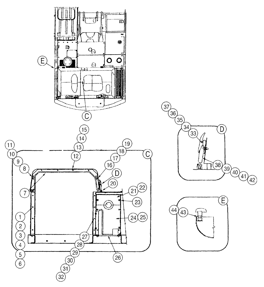 Схема запчастей Case 9050B - (9-030) - UPPER STRUCTURE, PANELS AND MISCELLANEOUS PARTS, P.I.N. EAC0501196 AND AFTER (09) - CHASSIS/ATTACHMENTS