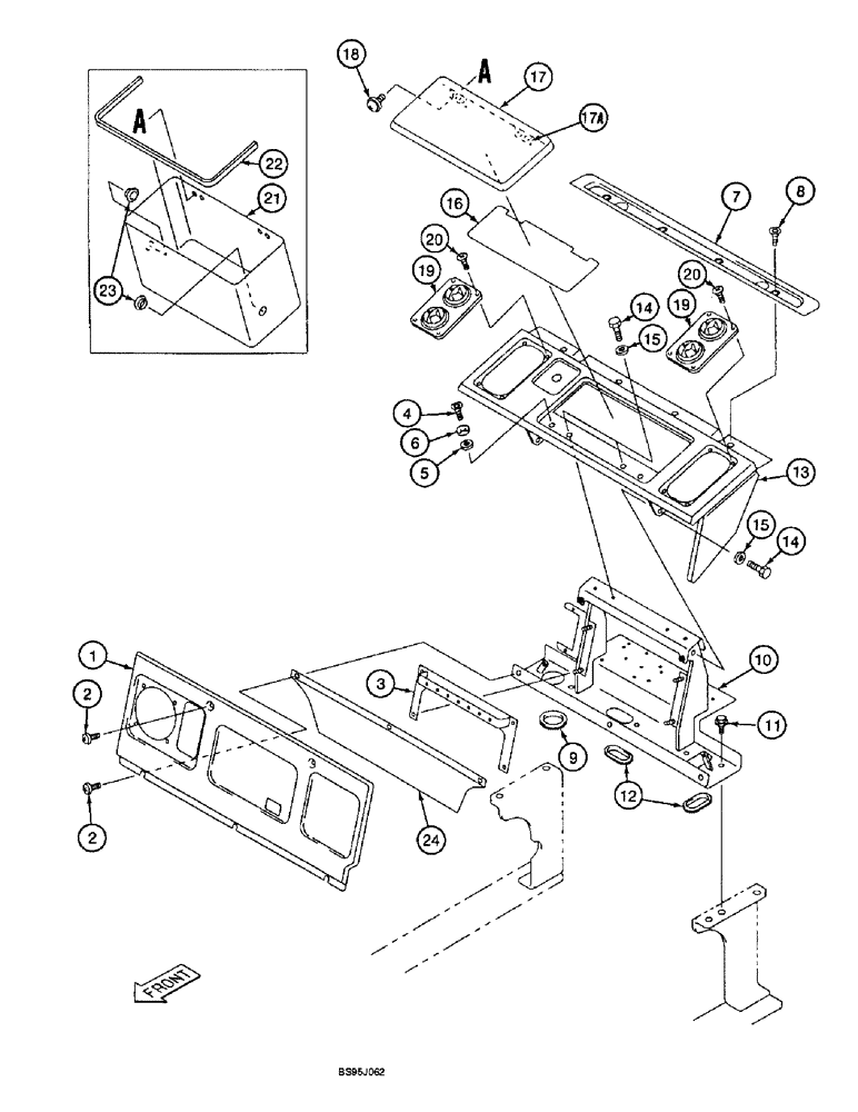 Схема запчастей Case 9060B - (9-062) - CAB REAR CONSOLE AND PANELS, MACHINES WITH AIR CONDITIONING (09) - CHASSIS