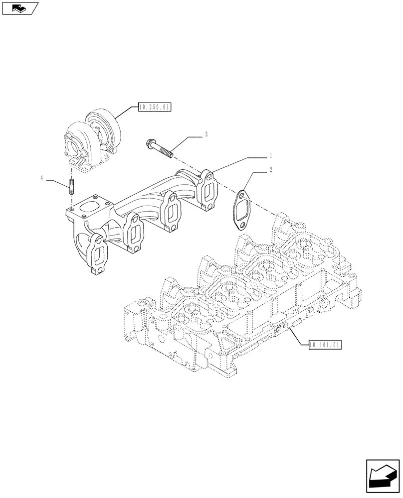 Схема запчастей Case F4GE9454K J604 - (10.254.05) - EXHAUST MANIFOLD (2852967) (10) - ENGINE