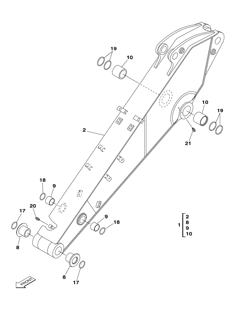 Схема запчастей Case CX350 - (09-109-00/2[01]) - DIPPER (2.63 M) (09) - CHASSIS