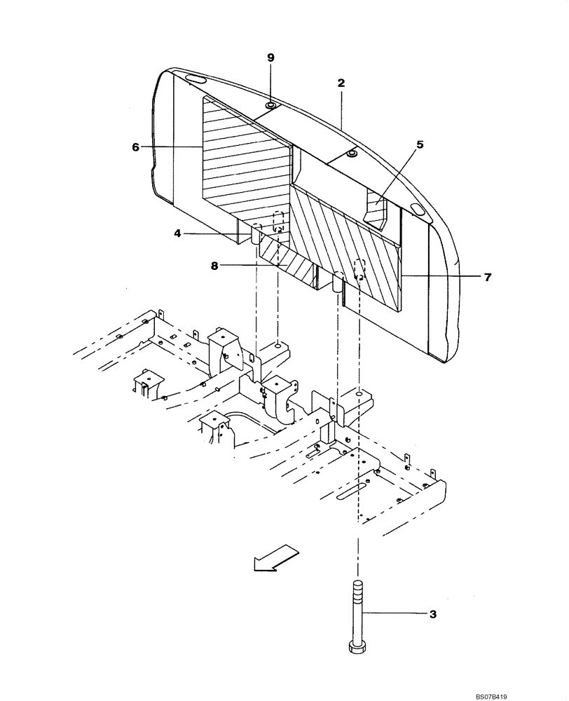 Схема запчастей Case CX210BNLC - (09-04) - COUNTERWEIGHT - SOUNDPROOFING (09) - CHASSIS/ATTACHMENTS