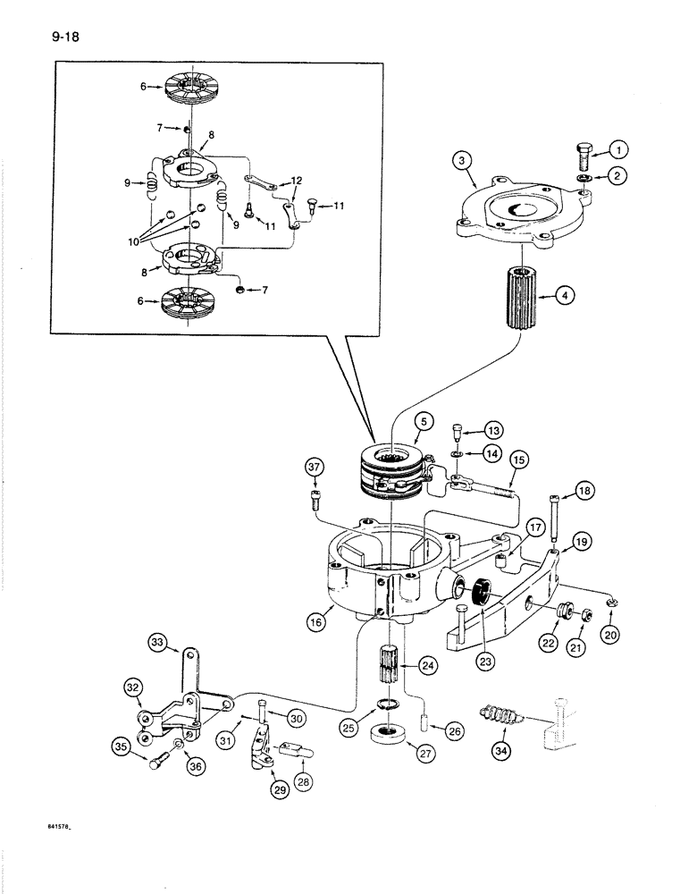 Схема запчастей Case 1085B - (9-018) - SWING BRAKE (09) - CHASSIS