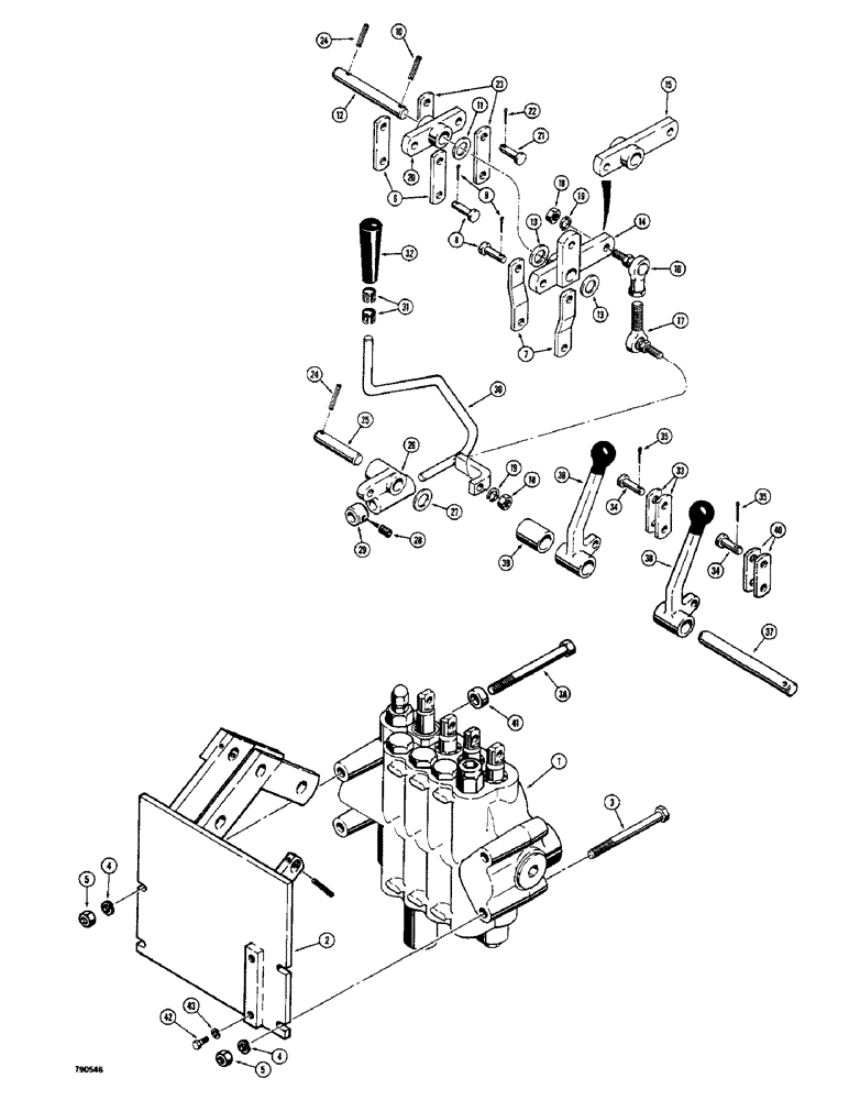 Схема запчастей Case 350 - (334) - EQUIPMENT CONTROL VALVES AND LEVERS, THREE LEVERS - FOUR SPOOLS (07) - HYDRAULIC SYSTEM