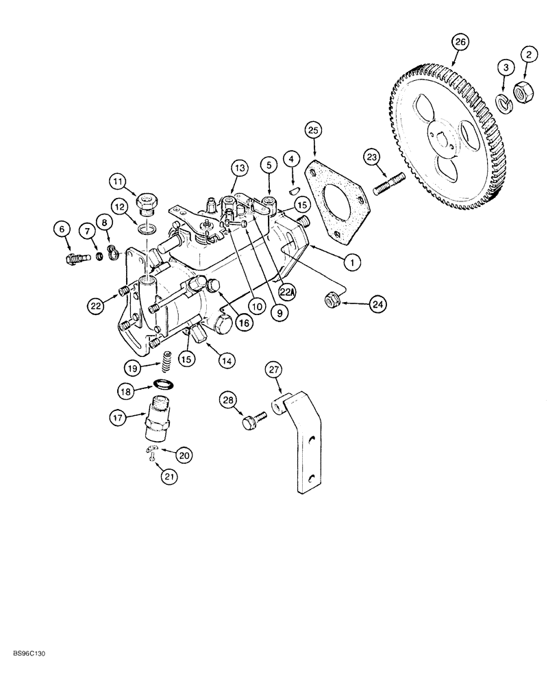 Схема запчастей Case 550G - (3-12) - FUEL INJECTION PUMP AND DRIVE, 4-390 AND 4T-390 ENGINE, PRIOR TO P.I.N. JJG0255794 (02) - FUEL SYSTEM