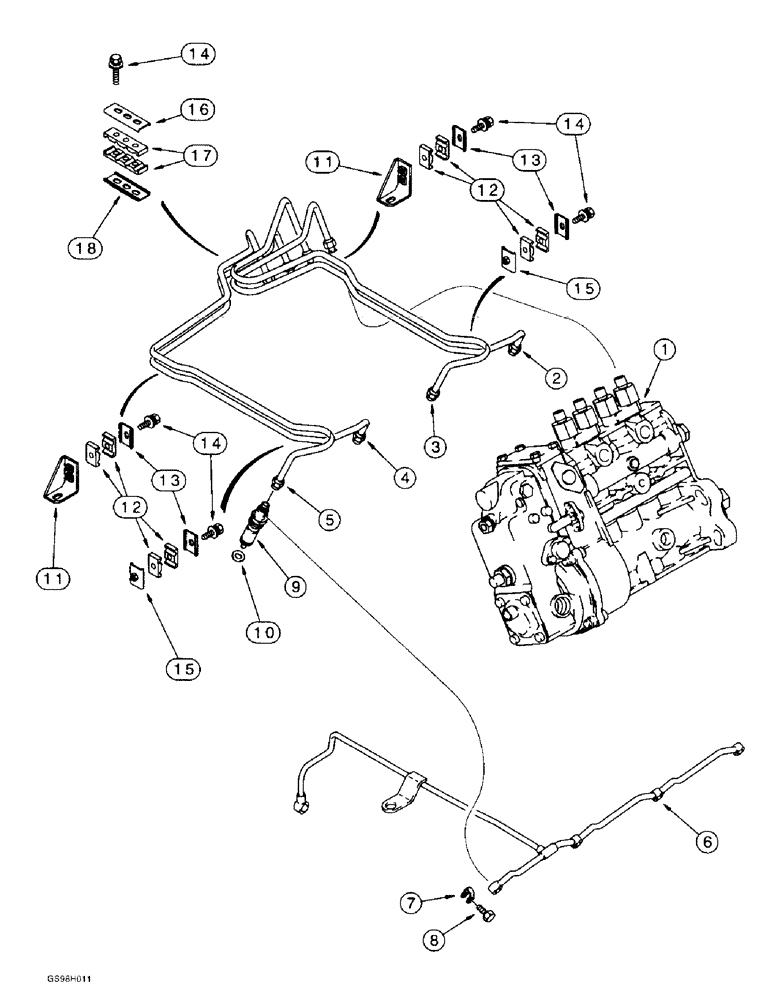 Схема запчастей Case 584E - (3-06) - FUEL INJECTION SYSTEM, P.I.N. JJG0251722 AND AFTER, 4-390 ENGINE (03) - FUEL SYSTEM