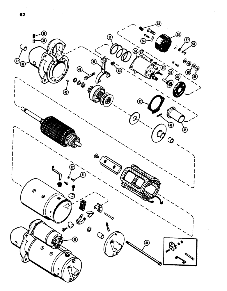 Схема запчастей Case 450 - (062) - R29870 STARTER, (188) DIESEL ENGINE, WITH 10 TOOTH DRIVE PINION (06) - ELECTRICAL SYSTEMS