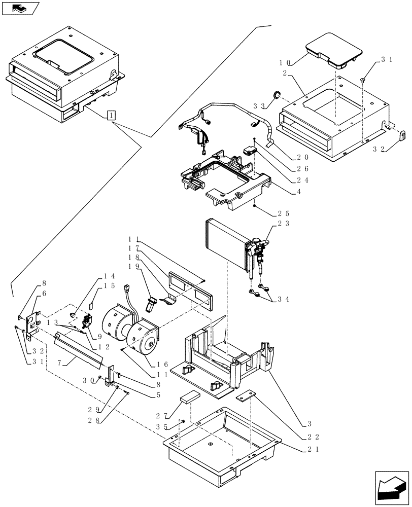 Схема запчастей Case 521F - (50.100.02) - HEATER ASSEMBLY (50) - CAB CLIMATE CONTROL