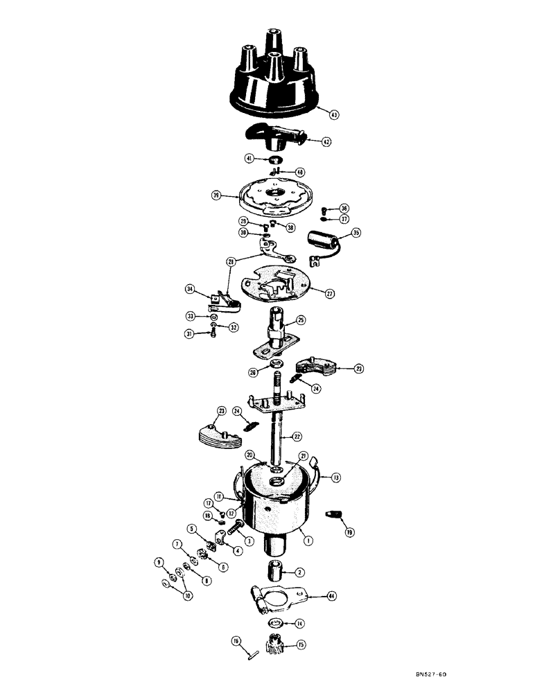 Схема запчастей Case 420 - (030) - G11051 DISTRIBUTOR (AUTO-LITE NO. IAD-6003-2J) (06) - ELECTRICAL SYSTEMS