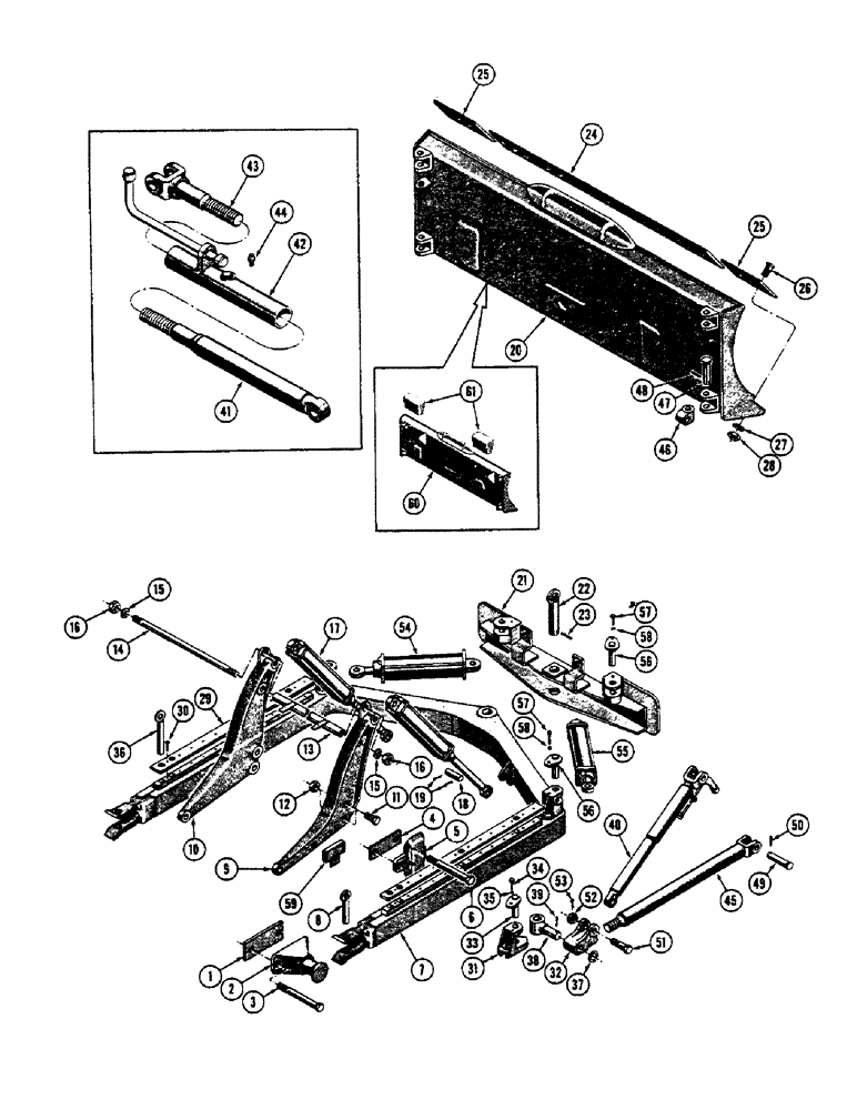 Схема запчастей Case 600 - (196) - HYD. ANGLE DOZER INSTALLATION, FRAME, MOLDBOARD, CYL., STURTS, MOUNTING PARTS ( FROM S/N 7060799) (07) - HYDRAULIC SYSTEM