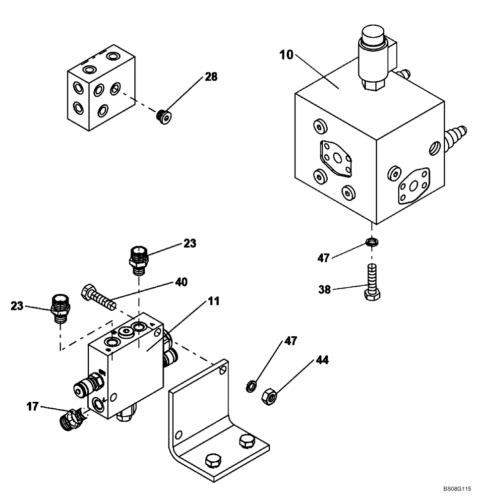 Схема запчастей Case SV216 - (35.353.10[02]) - VALVE INSTALLATION (P.I.N. DDD001215 AND AFTER) (GROUP 317) (ND142123) (35) - HYDRAULIC SYSTEMS