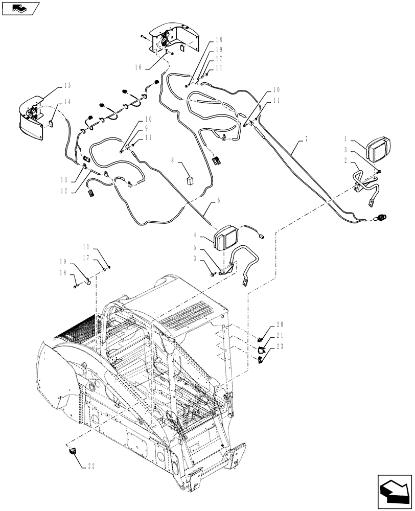 Схема запчастей Case SV250 - (55.404.CY[01]) - EU ROAD LIGHTS LG VERT CASE (SV250,SV300,TV380) (55) - ELECTRICAL SYSTEMS