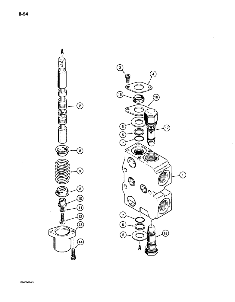 Схема запчастей Case 650 - (8-54) - AUXILIARY SECTIONS (08) - HYDRAULICS