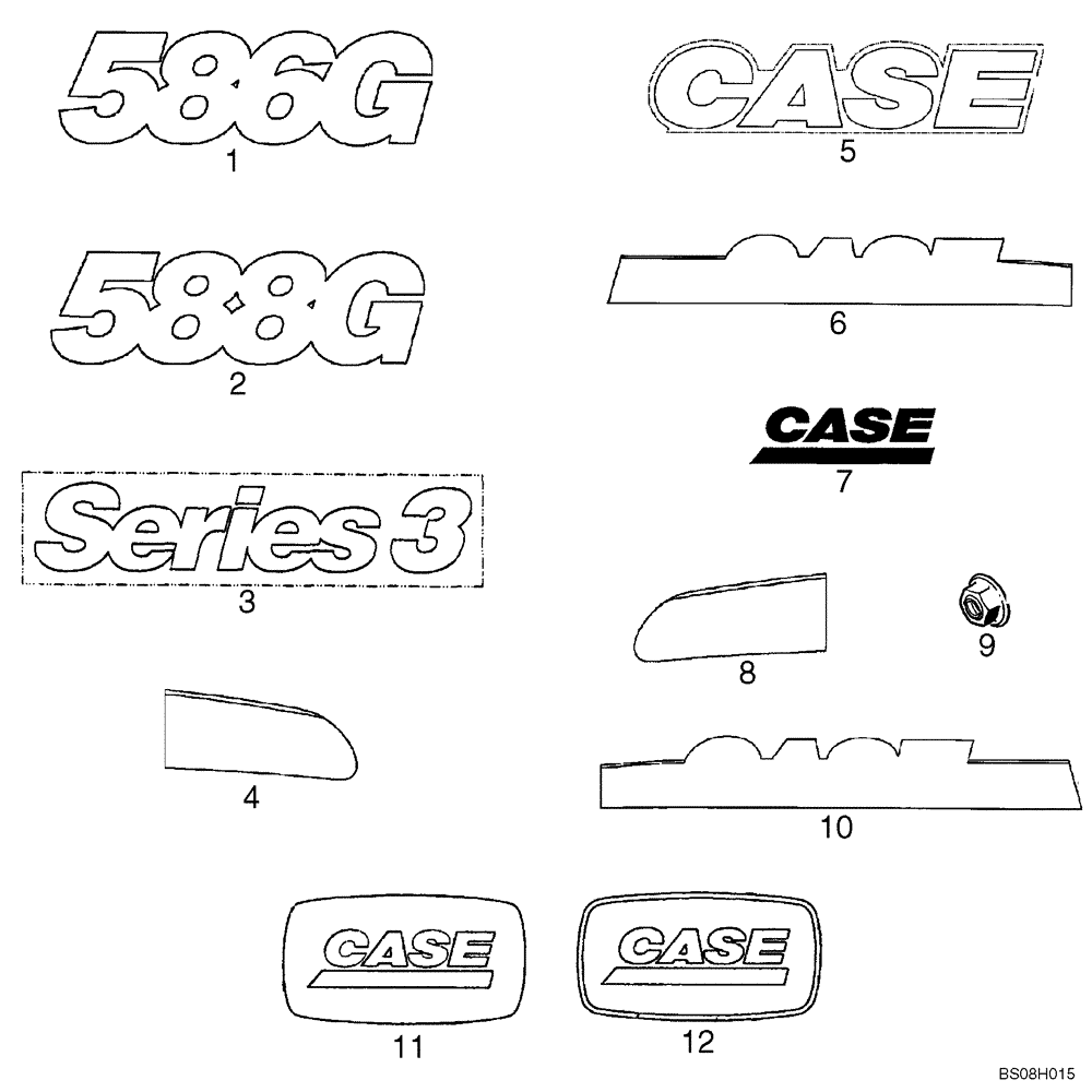 Схема запчастей Case 586G - (09-31) - DECALS (09) - CHASSIS