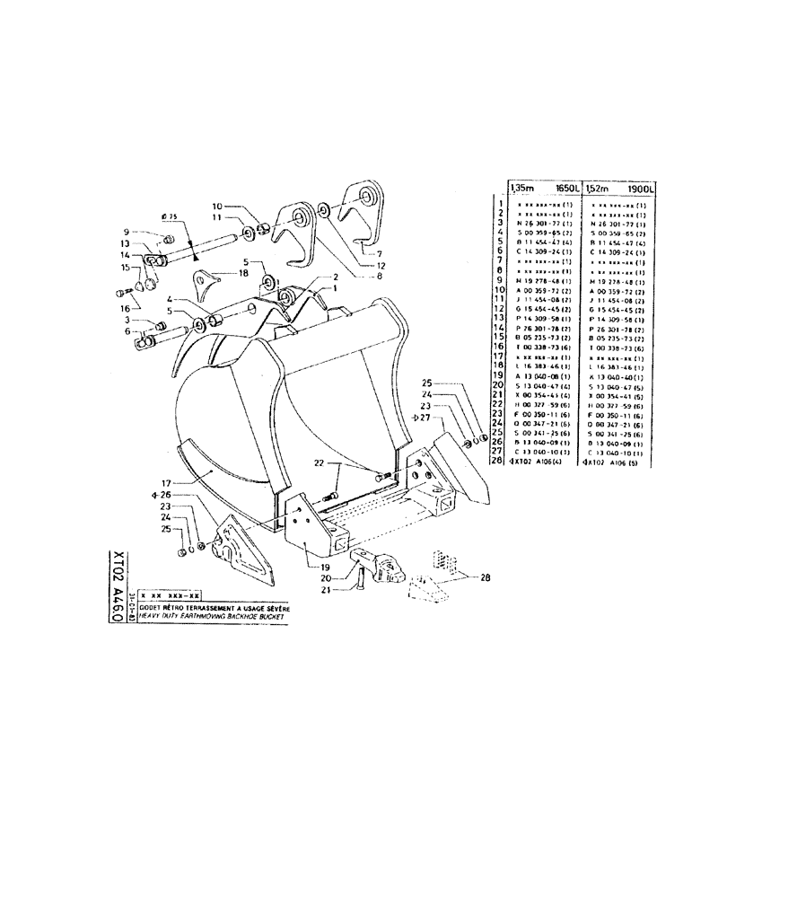 Схема запчастей Case 220 - (300) - HEAVY DUTY EARTHMOVING BACKHOE BUCKET (19) - BUCKETS