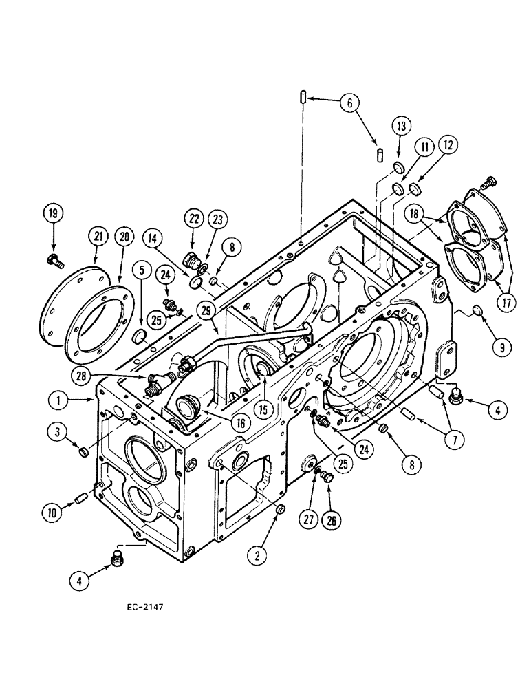 Схема запчастей Case 380B - (6-190) - REAR FRAME PLUGS AND CONNECTIONS, PRIOR TO P.I.N. 18001 (06) - POWER TRAIN