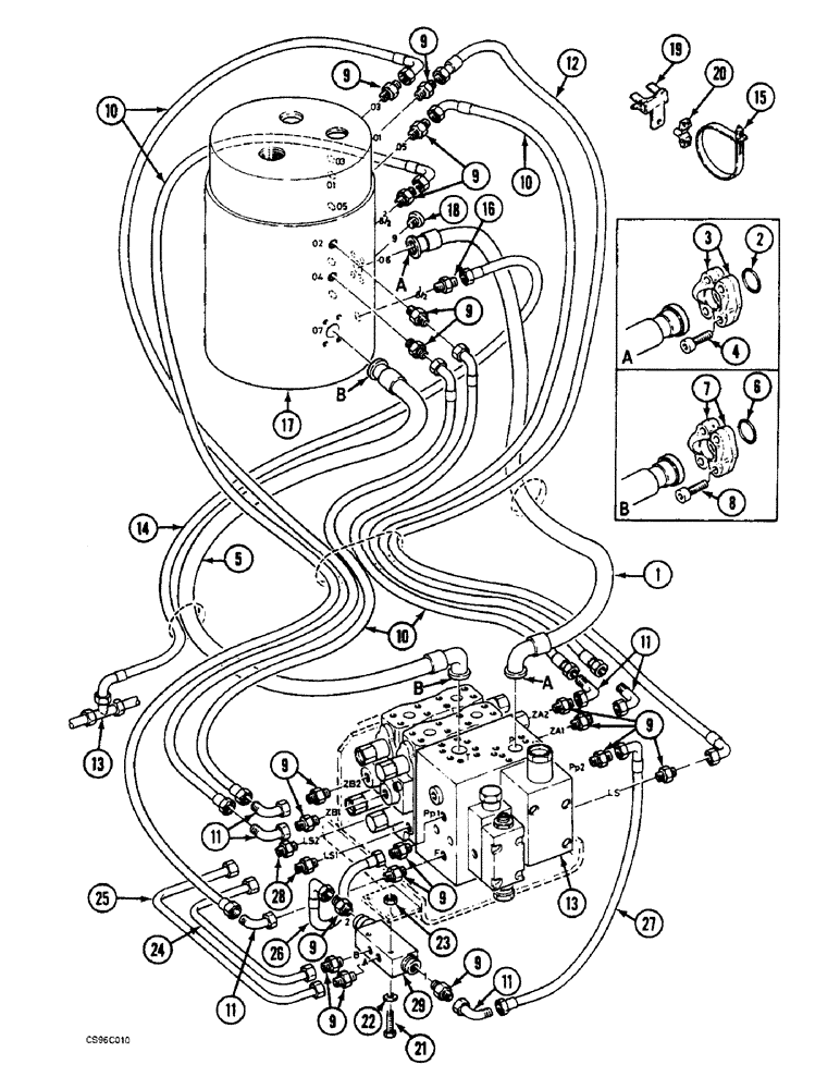 Схема запчастей Case 688BCK - (7-02) - UNDERCARRIAGE CIRCUIT, 688B CK (120301-) (07.1) - UNDERCARRIAGE HYDRAULICS