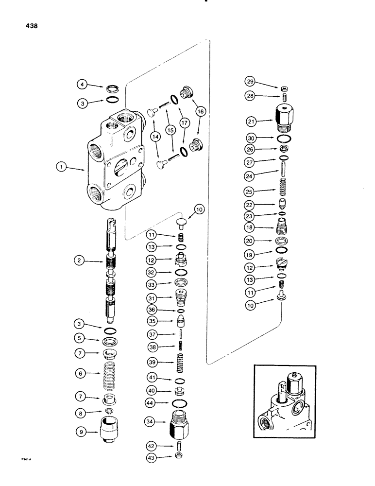 Схема запчастей Case 580E - (438) - BACKHOE CONTROL VALVE, BOOM SECTION (08) - HYDRAULICS