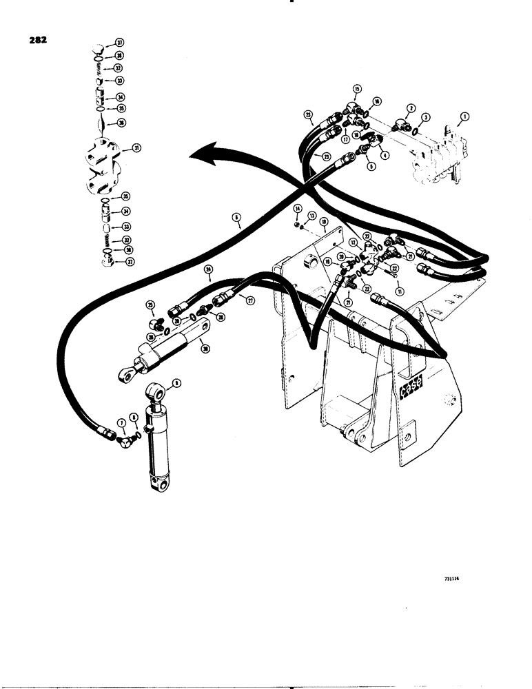 Схема запчастей Case 580C - (282) - 3-POINT HITCH ANTI-LEAKDOWN KIT / D47256 CHECK VALVE (08) - HYDRAULICS