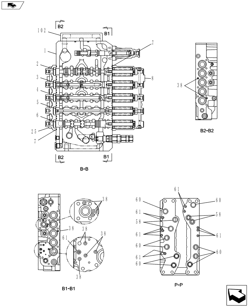 Схема запчастей Case CX235C SR - (35.359.03[03]) - CONTROL VALVE (35) - HYDRAULIC SYSTEMS