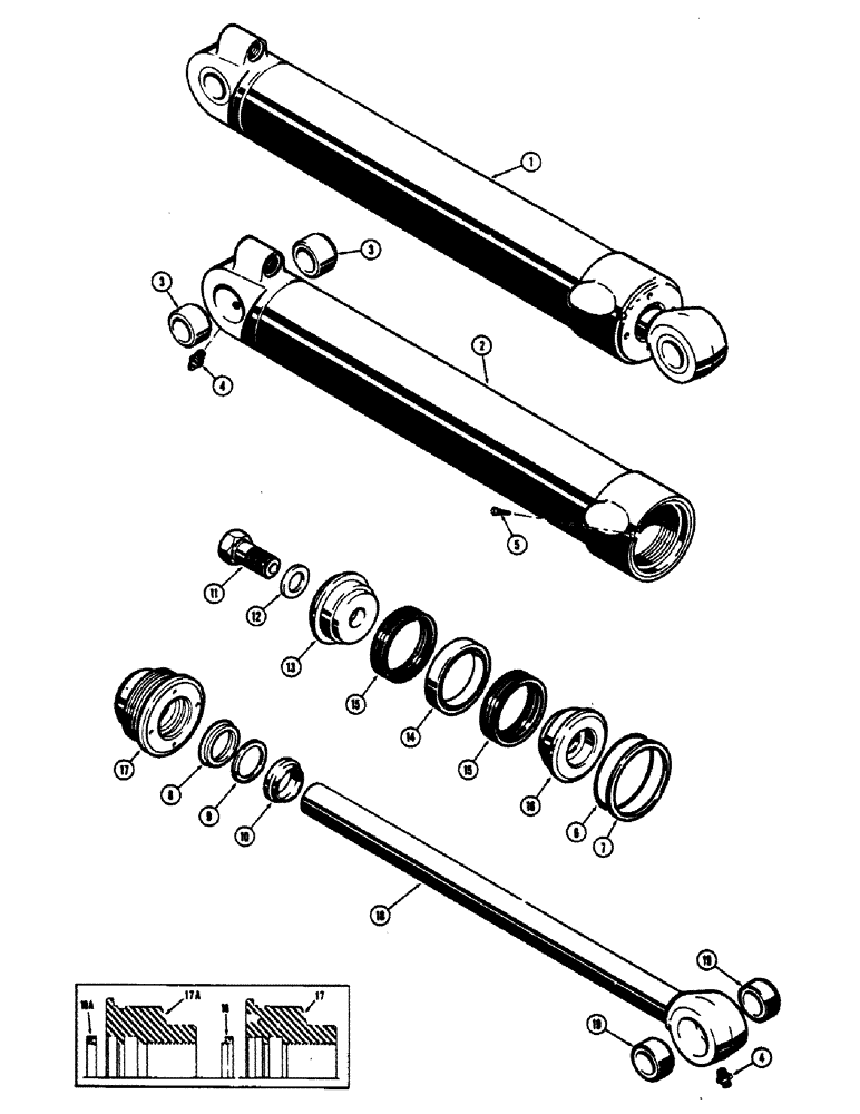 Схема запчастей Case 680CK - (170) - D42628 AND D49524, BACKHOE BUCKET CYLINDERS, CYLINDER WITH SNAP-IN TYPE OUTER ROD WIPER (35) - HYDRAULIC SYSTEMS