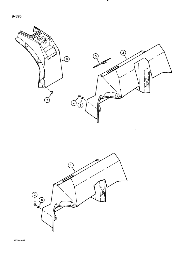 Схема запчастей Case 580K - (09-590) - LEFT-HAND AND RIGHT-HAND CONSOLES, FOR ROPS CAB OR CANOPY MODELS (09) - CHASSIS/ATTACHMENTS