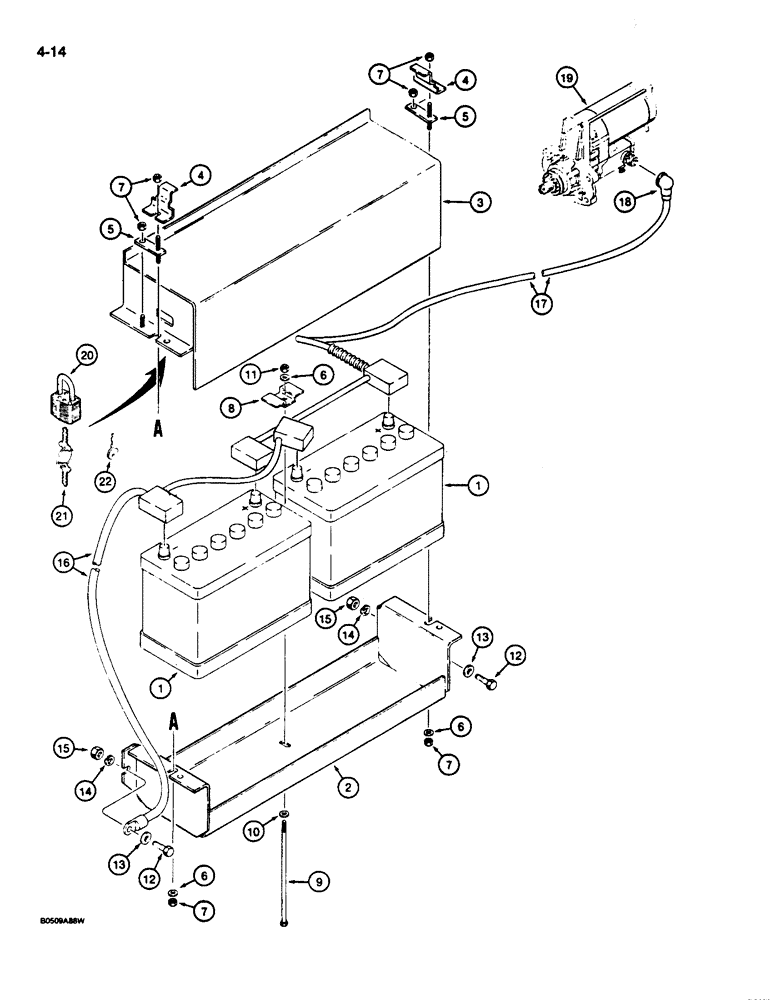 Схема запчастей Case 680L - (4-14) - BATTERY CABLES AND CONNECTIONS (04) - ELECTRICAL SYSTEMS