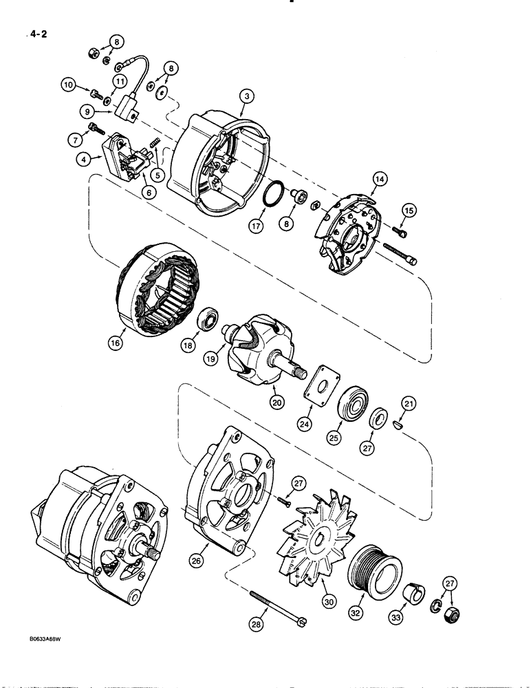 Схема запчастей Case 480E - (4-02) - A186125 ALTERNATOR (04) - ELECTRICAL SYSTEMS