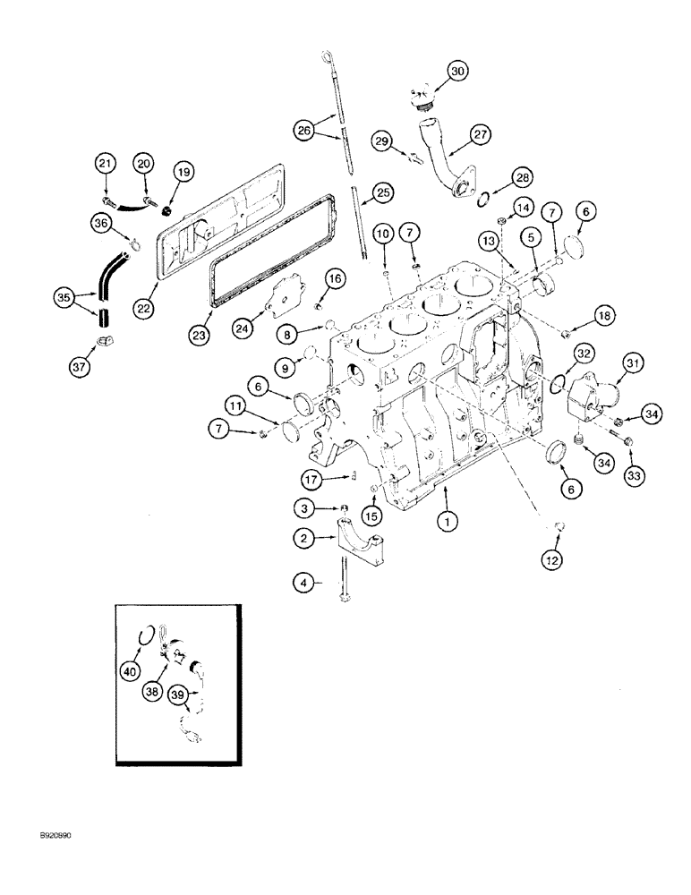 Схема запчастей Case 580SK - (2-44) - CYLINDER BLOCK, 4T-390 ENGINE (02) - ENGINE