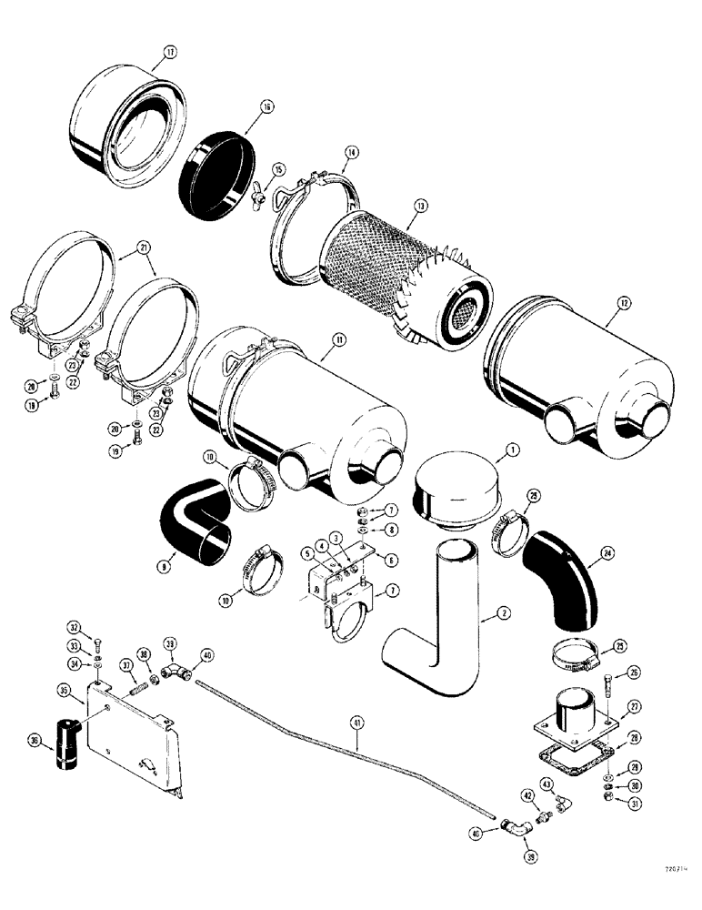 Схема запчастей Case 780 - (016) - AIR CLEANER AND CONNECTIONS, BEFORE TRACTOR SN. 5500550 (02) - ENGINE